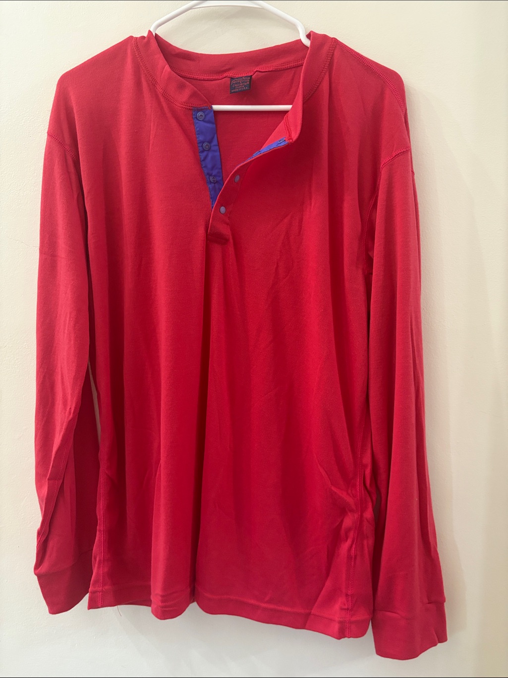 Vintage Patagonia Red Long-Sleeve Henley - Mens Xl Tiered Great